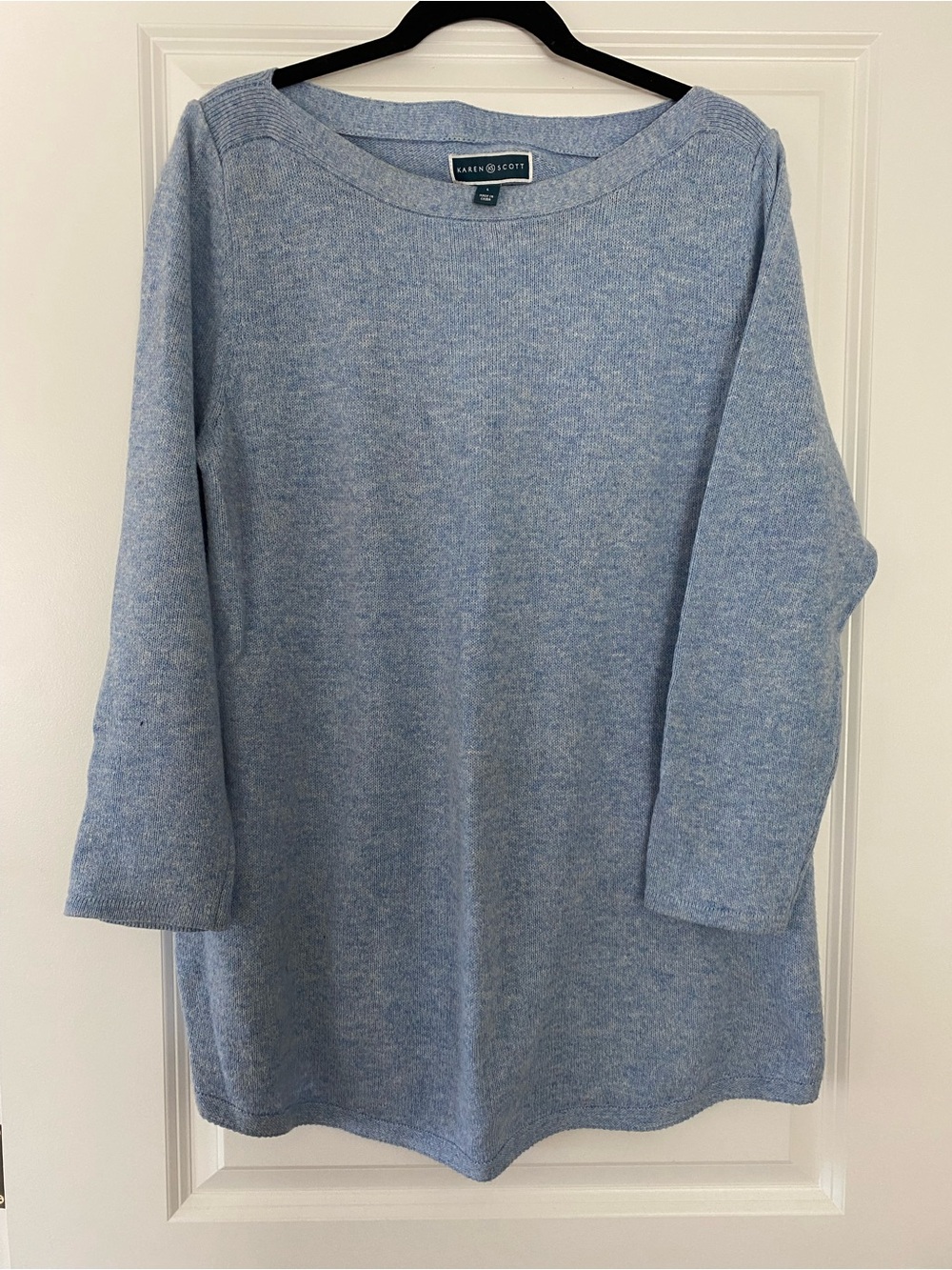 Karen Scott Heathered Sky Blue Knit Sweater Size large